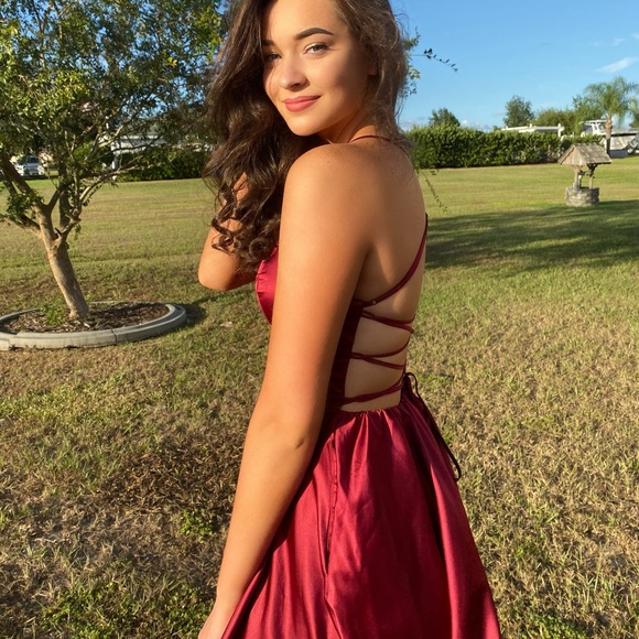 Windsor Dresses Satin Tie Back Hoco Dress Poshmark